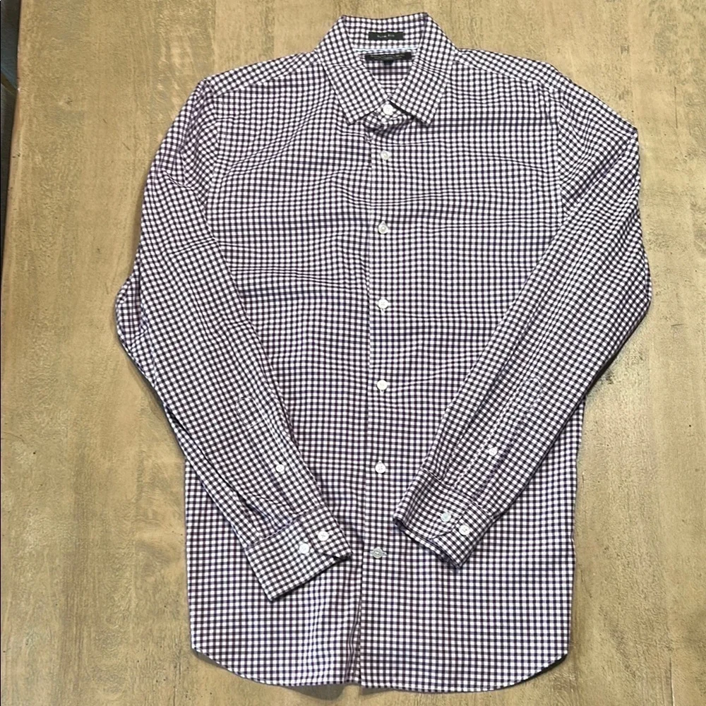 Men's Checkered Shirt - Purple and White